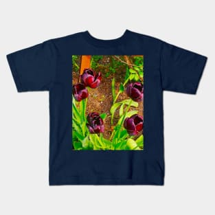 Dark Purple Tulips Kids T-Shirt